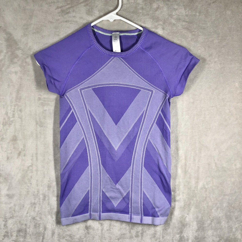 Ivivva Athletica Fly Tech Short Sleeve Top Girls Size 10 Purple Lululemon Fitted